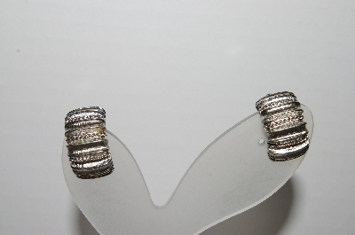+MBA #94-093  "Vintage Silvertone Chubby 1/2 Hoop Clip On Earrings"