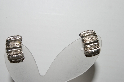 +MBA #94-093  "Vintage Silvertone Chubby 1/2 Hoop Clip On Earrings"
