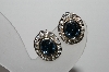 +MBA #94-212  "Vintage Silvertone Austrian Crystal Oval Clip On Earrings"