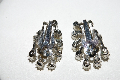 +MBA #94-274  "Vintage Silvertone Faux Pearl & Rhinestone Clip On Earrings"