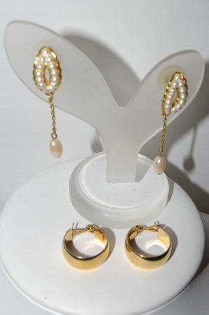+MBA #94-322  "Vintage Goldtone Avon & Monet Pierced Earrings" 