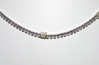+MBA #94-051  " Monet Silvertone LIght Lavender & Clear Rhinestone Necklace"