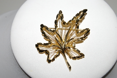 +MBA #94-377 "Vintage Gold Plated Fancy Leaf Pin"