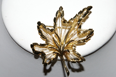 +MBA #94-377 "Vintage Gold Plated Fancy Leaf Pin"