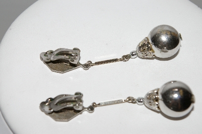 +MBA #94-148  "Lewis Segal Silvertone Ball Drop Clip On Earrings"