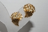 +MBA #94-085  "Trifari Goldtone Faux Pearl & Rhinestone Clip On Earrings