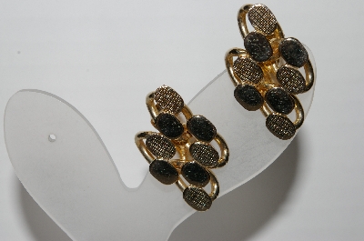 +MBA #94-044  "Vintage Gold Plated Fancy Clip On Earrings"