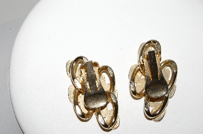 +MBA #94-044  "Vintage Gold Plated Fancy Clip On Earrings"