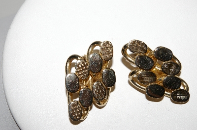 +MBA #94-044  "Vintage Gold Plated Fancy Clip On Earrings"
