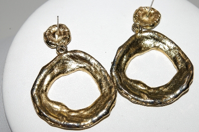 +MBA #94-180  "Vintage Goldtone Green Enameled Pierced Earrings"