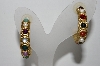 +MBA #94-075  "Vintage Goldtone Multi Colored Stone Hoop Style Pierced Earrings"