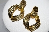 +MBA #94-077  "Vintage Goldtone Large Hinged Clip On Earrings"