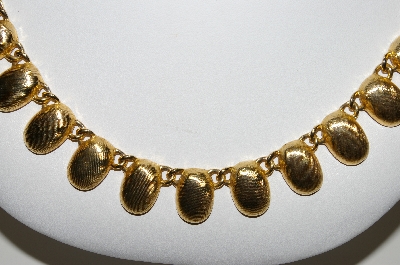 +MBA #94-374  "Vintage Goldtone Linked Necklace & Matching Clip On Earring Set"