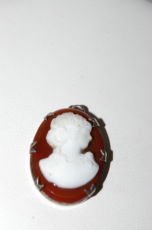 +MBA #94-046  1960's Sterling Hand Carved Cameo Pendant