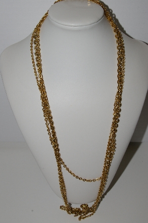 +MBA #94-199  "Vintage Gold Plated 3 Row Chain Necklace"