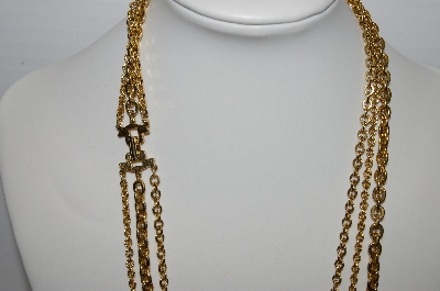 +MBA #94-199  "Vintage Gold Plated 3 Row Chain Necklace"