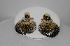 +MBA #94-009  "Vintage Two Tone Multi Layered Shell Clip On Earrings"