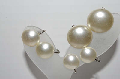 +MBA #93-025 "Vintage Lot Of 3 Pairs Of Faux Pearl Clip On Earrings"