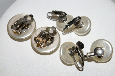 +MBA #93-025 "Vintage Lot Of 3 Pairs Of Faux Pearl Clip On Earrings"