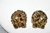 +MBA #93-007  "Vintage Goldtone Fancy Wreath With Bow Clip On Earrings"
