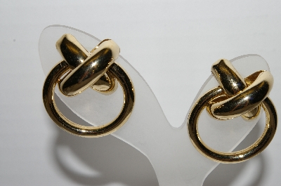 +MBA #93-044  "Vintage Large Gold Plated Fancy Pierced Earrings"