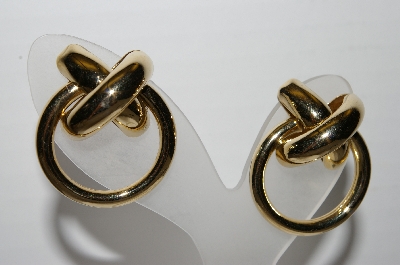 +MBA #93-044  "Vintage Large Gold Plated Fancy Pierced Earrings"