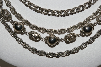 +MBA #93-035  Beautiful Vintage Silvertone Layered Necklace"
