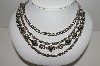 +MBA #93-035  Beautiful Vintage Silvertone Layered Necklace"