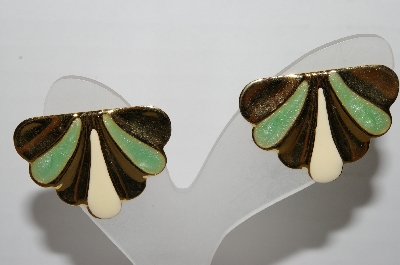 +MBA #93-093  "Vintage Lot Of  4 Pairs Goldtone & Enameled Pierced Earrings"