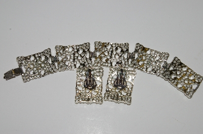 +MBA #93-069  "Emmons Fancy Silvertone Bracelet & Earring Set"