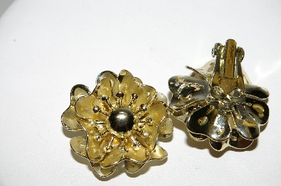 +MBA #93-143  "Coro Goldtone Fancy Flower Clip On Earrings"