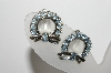 +MBA #98-109  "Vintage Silvertone Blue Rhinestone Wreath Clip On Earrings"