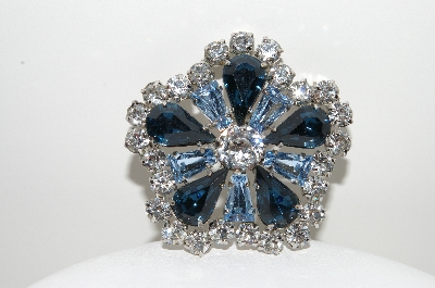 +MBA #98-138  "Weiss Silvertone Blue & Clear Rhinestone Pin"