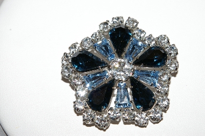 +MBA #98-138  "Weiss Silvertone Blue & Clear Rhinestone Pin"