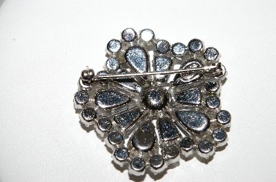 +MBA #98-138  "Weiss Silvertone Blue & Clear Rhinestone Pin"