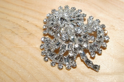 +MBA #98-045  "Vintage Huge Clear Rhinestone Brooch"