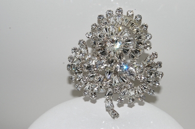 +MBA #98-045  "Vintage Huge Clear Rhinestone Brooch"
