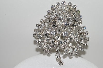 +MBA #98-045  "Vintage Huge Clear Rhinestone Brooch"