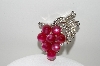 +MBA #98-102  "Coro Pink Grapes & Clear Rhinestone Brooch"