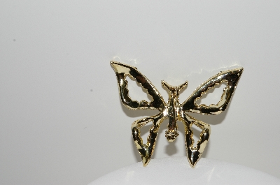 +MBA #98-023  "Vintage Goldtone AB Crystal Rhinestones & Faux Pearl Butterfly Pin"