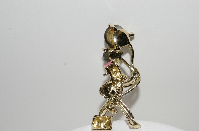 +MBA #98-034  "Vintage Goldtone Small Enameled Clown Pin"