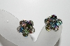 +MBA #98-114  "Vintage Silvertone AB Crystal Clip On Earrings"