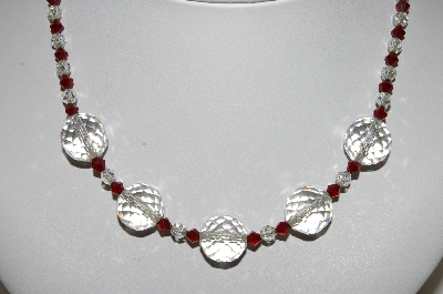 +MBA #98-015  "Vintage Red & Clear Crystal  Bead Necklace"