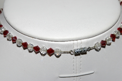 +MBA #98-015  "Vintage Red & Clear Crystal  Bead Necklace"