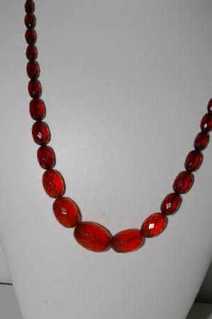 +MBA #98-406  "Vintage Amber Colored Acrylic Bead Necklace"