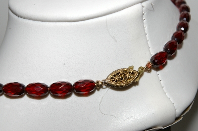 +MBA #98-406  "Vintage Amber Colored Acrylic Bead Necklace"