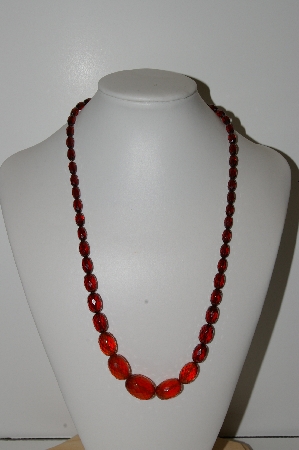 +MBA #98-406  "Vintage Amber Colored Acrylic Bead Necklace"