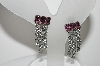 +MBA #98-119  "Vintage Silvertone Purple & Clear Crystal Rhinestone Screw back Earrings"