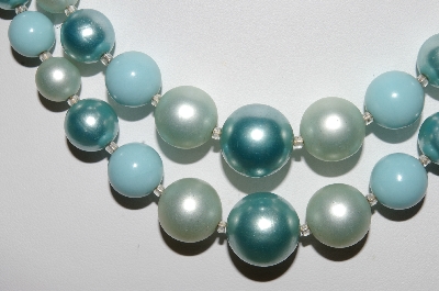 +MBA #98-050  "Vintage Made In Japan Multi Shades Of Blue Bead Necklace"