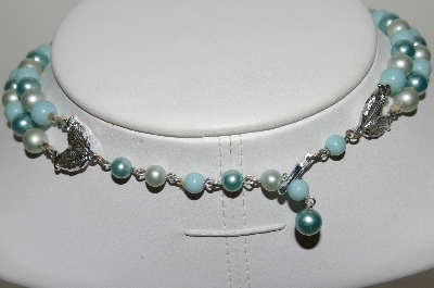 +MBA #98-050  "Vintage Made In Japan Multi Shades Of Blue Bead Necklace"
